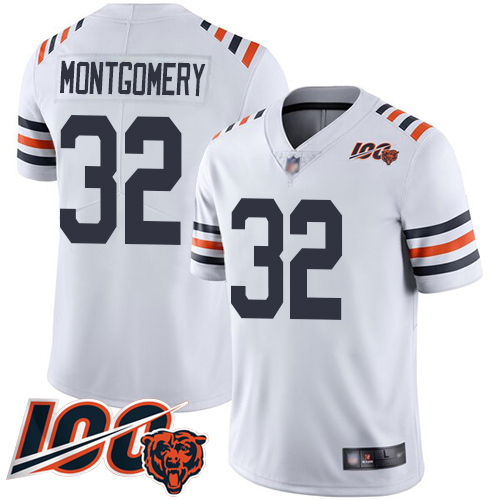 Chicago Bears Limited White Men David Montgomery Jersey NFL Football #32 100th Season->chicago bears->NFL Jersey